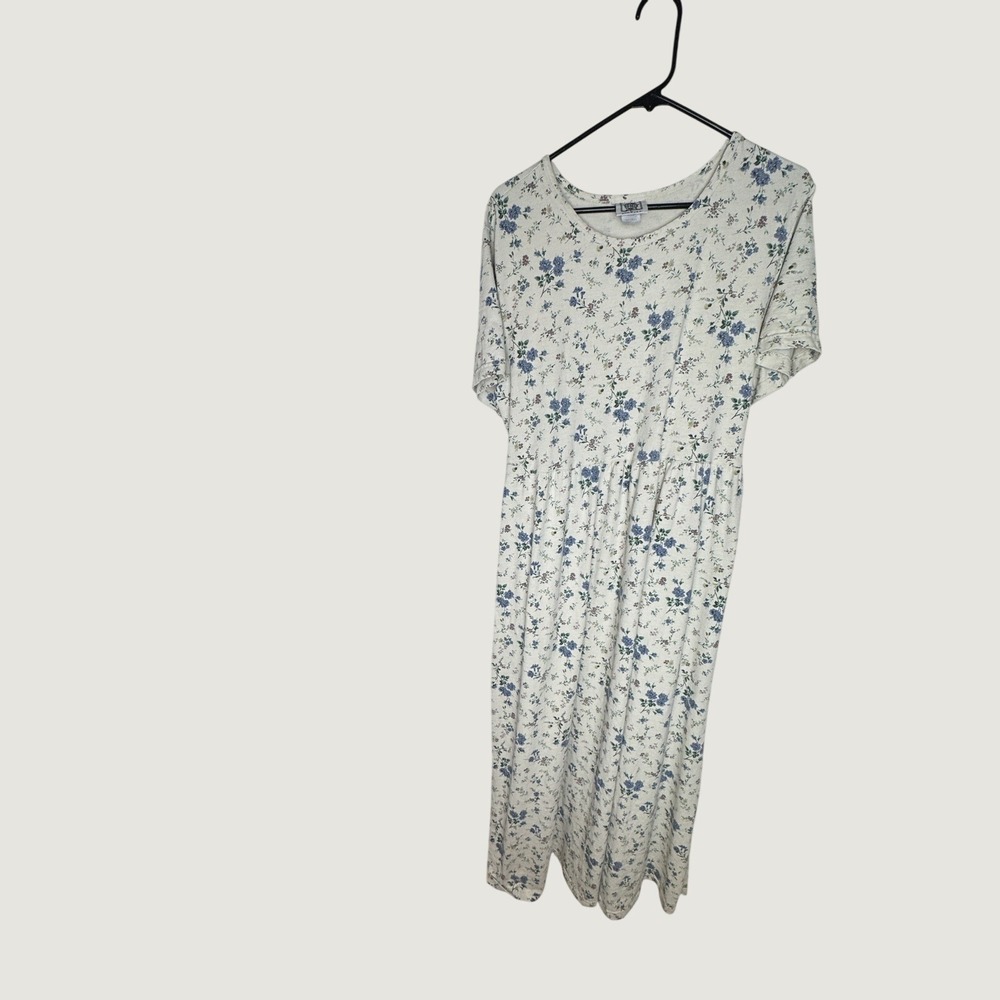 Vintage 90s CMI Floral Maxi Dress Plus L Gathered Ditsy Cottagecore Prairie USA